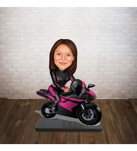 KİŞİYE ÖZEL KARİKATÜR motorlu kadın BİBLOSU