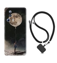 Xiaomi Mi 13 Lite Kılıf Resimli Boyun Askılı İpli Desenli Silikon Moon Baloon 1368