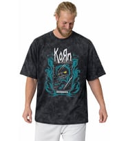 Korn Rock Metal Müzik Grubu Baskılı Unisex Oversize Vintage Yıkamalı Tişört