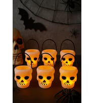 Halloween Cadılar Bayramı Kuru Kafa Modelli Mumluk 8 Cm x6 adet Beyaz Mumluk Korku Aksesuarı