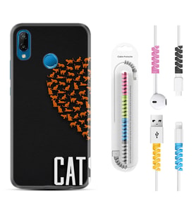 Huawei P20 Lite Mate 10 20 Lite Pro P40 Lite KılıfKablo Koruma Spiral Silikon Cats 1792