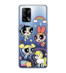 Oppo A74 Uyumlu Powerpuff Girls Desenli Şeffaf Telefon Kılıfı
