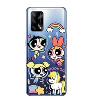 Oppo A74 Uyumlu Powerpuff Girls Desenli Şeffaf Telefon Kılıfı