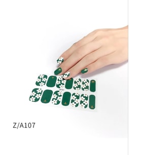 Tırnak Oje Sticker Nail Art Set Çiçek Desenli Yeşil, 14'lü