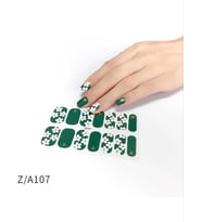 Tırnak Oje Sticker Nail Art Set Çiçek Desenli Yeşil, 14'lü