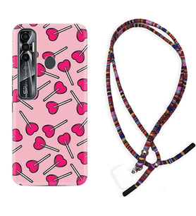 Tecno Spark 6 6 Go 8C 8 Pro 7 7 Pro Kılıf Boyun Asklı Rasta Silikon Heart Lollipop 1414