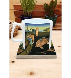 Kediler ve Sanat/Salvador Dali Belleğin Azmi Set 10-Yelken Fincan Kupa-Taş Bardak Altlığı 1