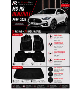 MG HS BENZİNLİ 2018-2026 Araca Özel 3D Paspas + 3D Bagaj Havuzu