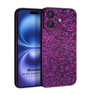 Microsonic Apple iPhone 16 Kılıf Bling Rhinestones Mor (Mor)