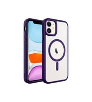Apple iPhone 11 Uyumlu Kılıf Wireless Şarj Özellikli Zore Krom M-safe Silikon Kapak (Koyu Mor)