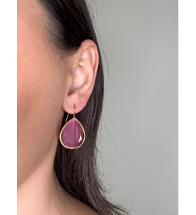 Kadir Jewellery 22 Ayar Altın Kaplama Damla Taşlı Küpe -El İşçiliği Ve Hipoalerjenik Küpe