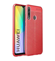 Huawei P40 Lite E Kılıf Deri Tarzı Niss Silikon Case (Kırmızı)