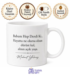 Babam Hep Derdi Ki Yazılı Kupa Bardak Babalar Günü Hediyesi Baskılı Kupa