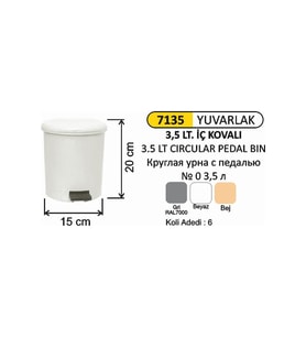 Pratik ve şık 3 Litre Plastik Çöp Kovası, Dayanıklı ve Hafif Tasarım