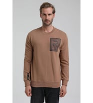 New World Polo Bisiklet Yaka Camel Slim Fit Sweatshirt 22FWM60119
