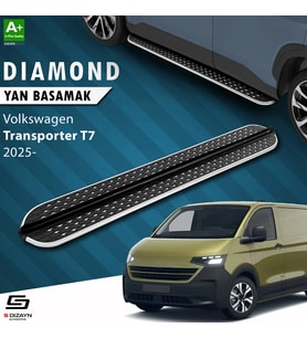 S-Dizayn VW Transporter T7 Kısa Şase Diamond Krom Yan Basamak 223 Cm 2024 Üzeri A+ Kalite