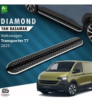 S-Dizayn VW Transporter T7 Kısa Şase Diamond Krom Yan Basamak 223 Cm 2024 Üzeri A+ Kalite