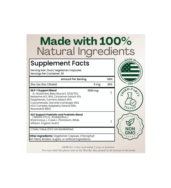 plus ultra glp 1 Plus+Ultra GLP-1 Hunger Metabolism Support Expert Formulated to Support GLP1  Probiotic and Prebiotic (60 Capsules) Best Seller