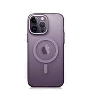 Apple iPhone 14 Pro Uyumlu Kılıf M-safe Şarj Özellikli Buzlu Sert PC Zore Tuval Kapak (Koyu Mor)