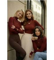 3’lü Parmak Geçmeli Kadın Body Seti (Bordo)