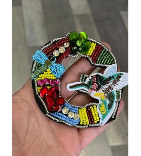 10X9 CM KUŞ YUSUFCUK TAŞ BONCUK NAKIŞ İŞLEME APLİKE ARMA DİKİŞ HOBİ AKSESUARI