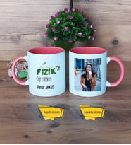 Fizik Öğretmeni Kupa Bardak Pembe Fotoğraflı Öğretmenler Günü Hediyesi