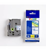 PUUN®Brother P-Touch TZE-243 18MM x 8m Beyaz Üzerine Mavi Muadil Laminasyon Etiket Şeridi (Çok Renkli)