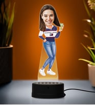 Doğum Günü Hediyesi,Sevgiliye Hediye, Kişiye Özel Fotoğraflı En Güzel Kadın Karikatür 3D Led Lamba (Beyaz)