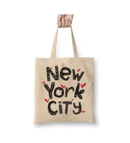 New York City Beyaz Bez Çanta Uzun Saplı Alışveriş Çantası Plaj Çantası