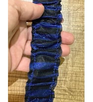 EN 4 CM LASTİKLİ PARLAK GİYİM ELBİSE LASTİĞİ DİKİŞ AKSESUARI 1 METRE (Mavi)