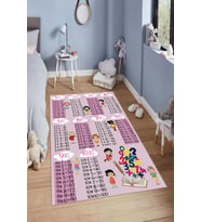 Dijital Baskılı Kaymaz Taban Yıkanabilir Kolay Temizlenir Modern Çocuk Odası Halısı NDÇ-SD-502 (Pembe)