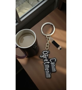 Miyuki Boncuk El Yapımı Canım Öğretmenim ve Siyah Kalem Anahtarlık/Çanta Süsü (Çok Renkli)