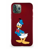 Apple iPhone 11 Pro Soft Premier Kapak Donald Duck-D Tasarımlı Silikon Kılıf - Mürdüm (Şeffaf)