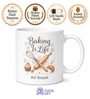 Baking Is Life Temalı Fırıncılık Hayattır İngilizce Kupa Bardak Hediye