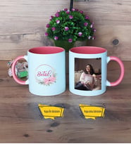 İsme Özel İsim Yazılı Kupa Bardak Pembe Fotoğraflı Arkadaşa Anneye Babaya Kardeşe Hediye
