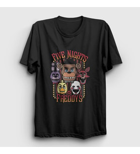 Presmono Unisex Siyah Faces Fnaf Five Nights At Freddy's T-Shirt 469281tt