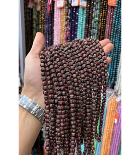 Tibet Akik Taşı Küre Kesim Kırmızı Beyaz 8mm Doğal Taş Dizi