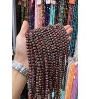 Tibet Akik Taşı Küre Kesim Kırmızı Beyaz 8mm Doğal Taş Dizi