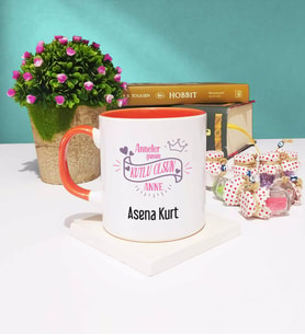 Anneler Günü Hediyesi Anneye Hediye - 13 - Kupa Bardak Turuncu