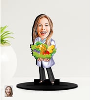 Kişiye Özel Karikatürlü Kadın Diyetisyen MDF Biblo