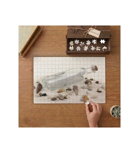 Kumsal Deniz Kabukları - Cam Şişe Tasarımı 240 parça Ahşap Puzzle Ahşap Kutuda MP03455