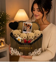 Premium Özel Seri Kahverengi Ayıcık Buketi Kişiye Özel Fotoğraflı