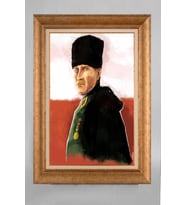 Altın Varaklı Paspartulu Çerçeveli Atatürk Tablo nt1088