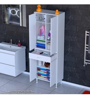Modilayn YENİ AFRA 65 x 173 x 32,5 cm 1 Çekmece 4 Kapak 5 Raf 8 Bölme Çok Amaçlı Banyo & Mutfak Dolabı