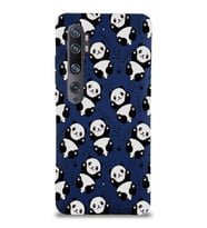 Xiaomi Mi Note 10 Pro Uyumlu Lansman Kılıf Panda Tasarımlı İçi Kadife Kapak-Lacivert (Şeffaf)