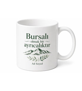 Bursalı Yazılı Baskılı Kupa Bardak Hediye Bursa Hatırası Özel Tasarım