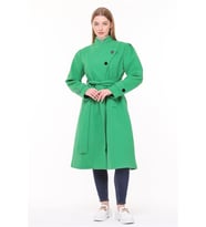 Neşeli butik kadın midi oversize yün kaşe kaban NBPLTN03 - Benetton Yeşili