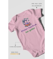 Altınları Hazırlayın, Ben Geldim! Baskılı Bebek Zıbını – Çıtçıtlı Body  %100 Pamuk Kısa Kol (Koyu Pembe)