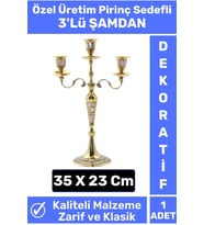 Özel Seri Yüksek Kaliteli Dekoratif Şık Tasarım Hediyelik Biblo Mumluk Pirinç Sedefli 3'lü ŞAMDAN