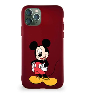 Apple iPhone 11 Pro Soft Premier Kapak Mickey Mouse-E Tasarımlı Silikon Kılıf - Mürdüm (Şeffaf)